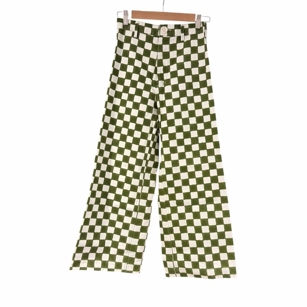 SZ Blockprints Disco Pants XS Green Jaipur Block Print (Rare) - Picture 5 of 6